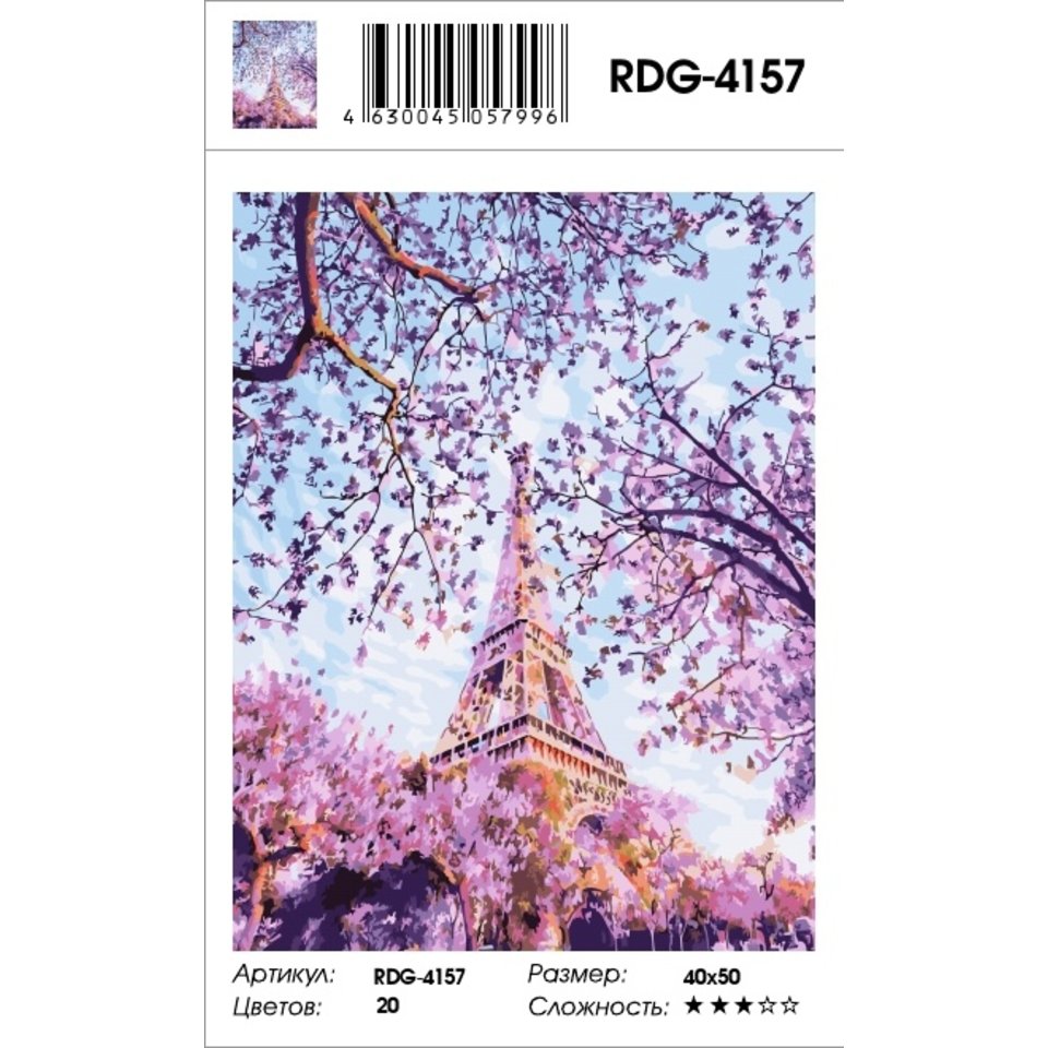 картина по номерам Весенний Париж 40х50см RDG-4157