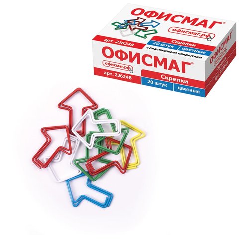 скрепки 30мм 20шт "Стрелка" картонная упаковка ОфисМаг /226248