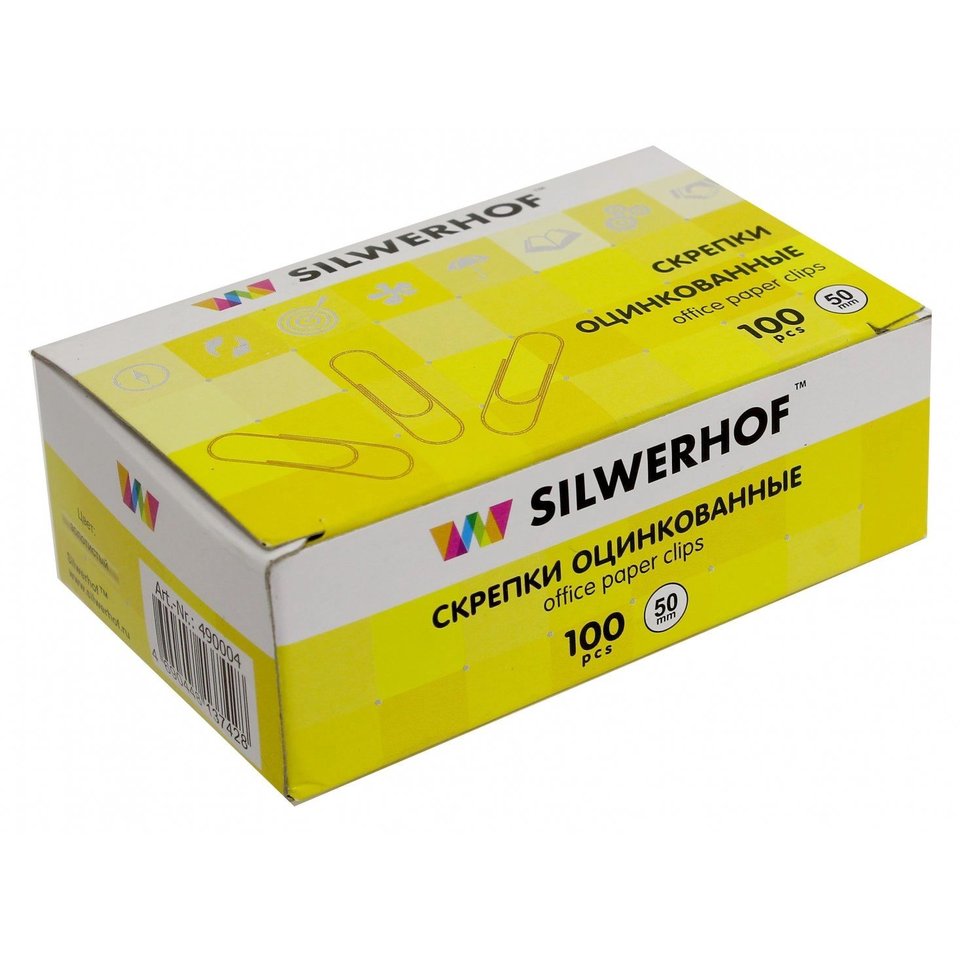 скрепки 50 мм 100шт/уп оцинкованные картонная упаковка