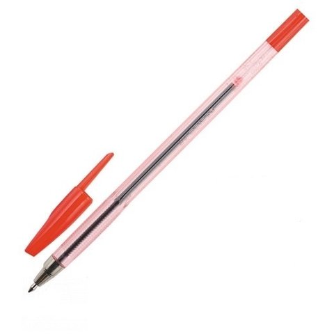 ручка шариковая BEIFA 927 красная 0.5мм, прозрачный корпус, металлический наконечник