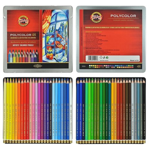 цветные карандаши 48 цветов KOH-I-NOOR POLYCOLOR 3826/48мет.уп.