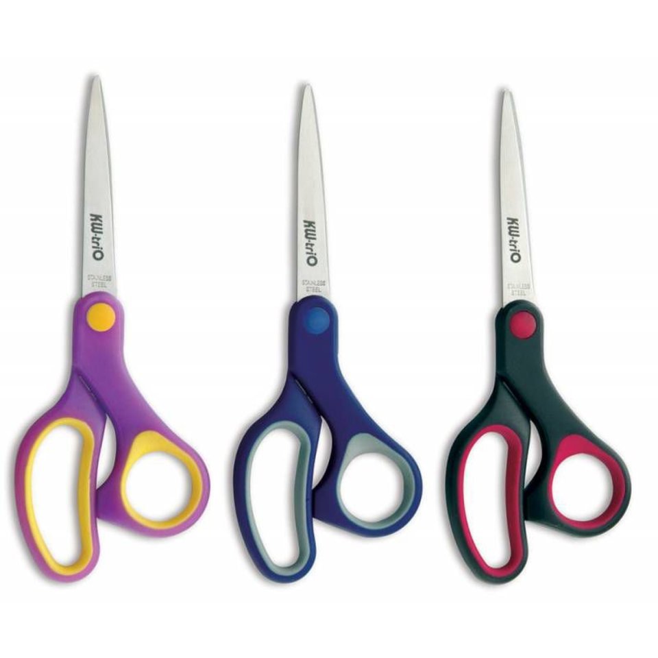 ножницы офисные 21см KW-trio JD05-20.3 пластиковые ручки с резиновыми вставками