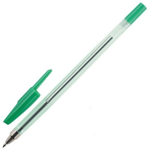 ручка шариковая BEIFA 927 зеленая 0.5мм, прозрачный корпус, металлический наконечник