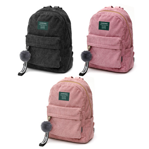 рюкзак для девочки Подростковый вельвет 3 цвета в ассортименте 254-319