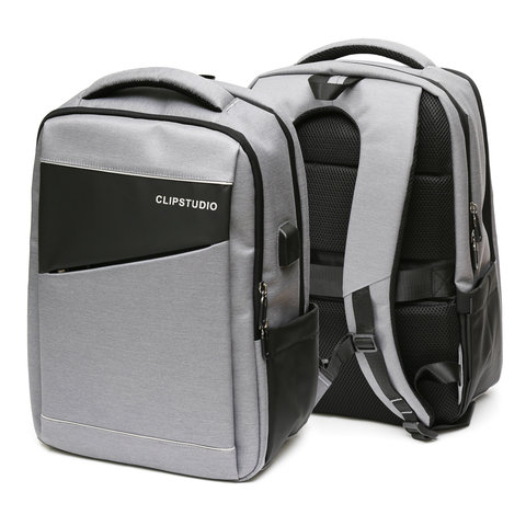 рюкзак для мальчика Подростковый черно-белый USB выход 254-340