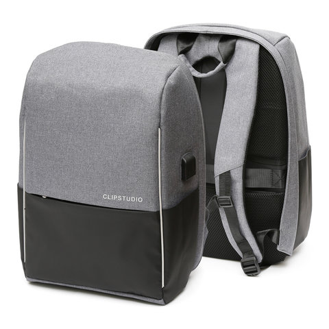 рюкзак для мальчика Подростковый черно-серый USB выход 254-335