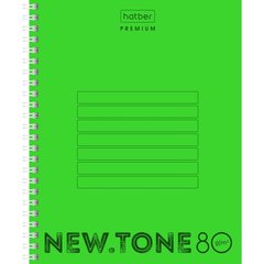 тетрадь 80 листов однотонная NEWtone Neon Лайм пластик на гребне 00934 (061922) в клетку