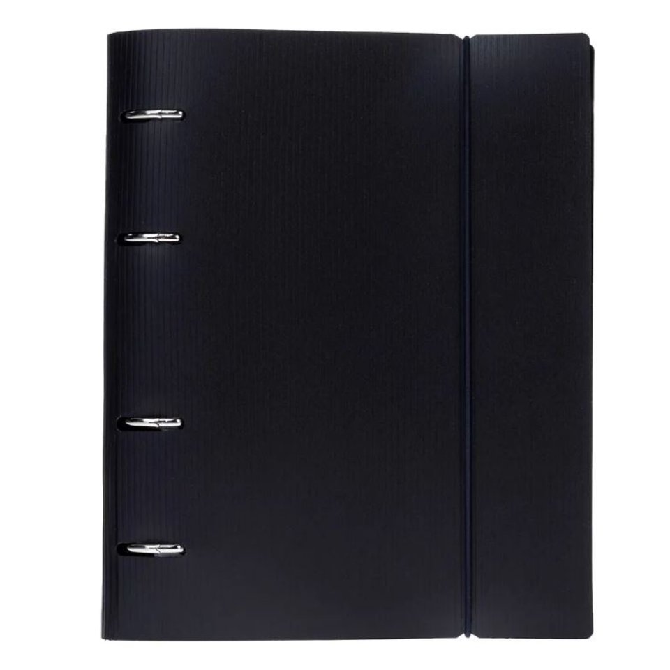 тетрадь на кольцах 120л Velvet черная на резинке 081582 065584