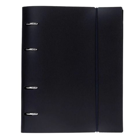 тетрадь на кольцах 120л Velvet черная на резинке 081582 065584
