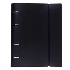 тетрадь на кольцах 120л Velvet черная на резинке 081582 065584