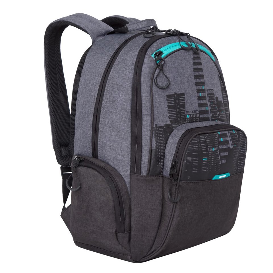 рюкзак для мальчика RU-030-4/3 черно-бирюзовый Grizzly