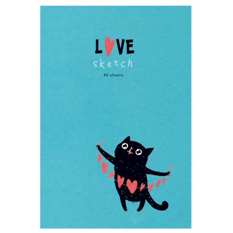 скетчбук А5 80 листов Кот с сердцем 7990