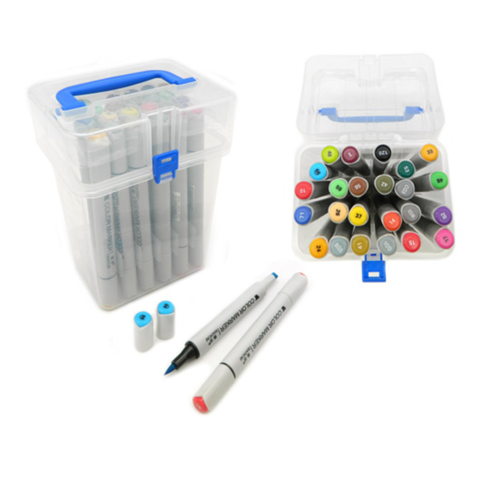 скетч маркеры набор 24 цвета двухсторонние скошенные кисть