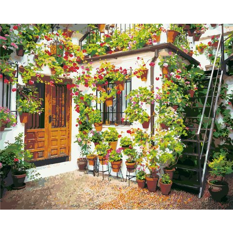 картина по номерам Стена с цветами 40х50см HS0053