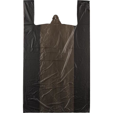 пакет-майка ПНД 38х20х68см 15мкм 100шт черный 25341