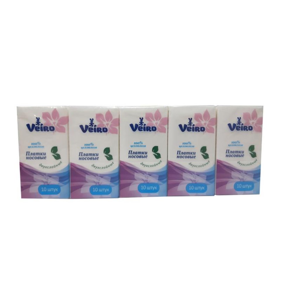 платочки носовые бумажные Viero 2слоя белые 10л 510611