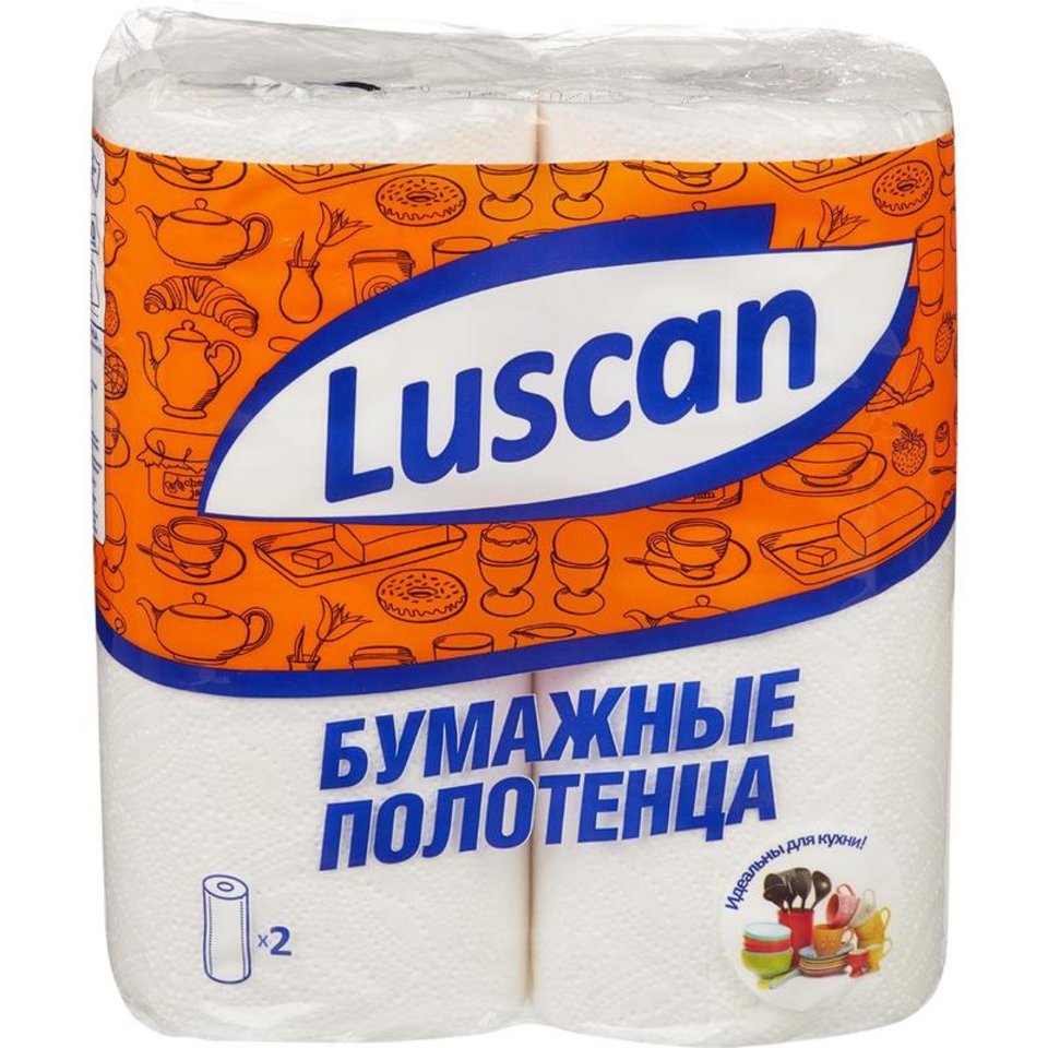 полотенца бумажные LUSCAN 2-слойные 2рулона 2х12,5м белые 317393
