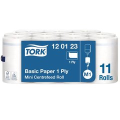 полотенца бумажное для держателя Tork 1-слойные белые 120м 186183