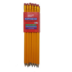 карандаш простой HB шестигранный, с ластиком, оранжевый, заточенный КЧ3137