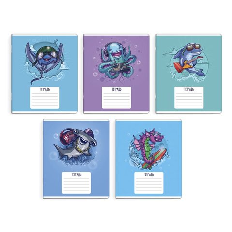 тетрадь 18 листов Подводный мир в клетку 51948 Ф