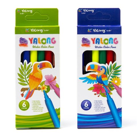 фломастеры набор 6 цветов Parrot Попугай Yalong круглые картонная упаковка