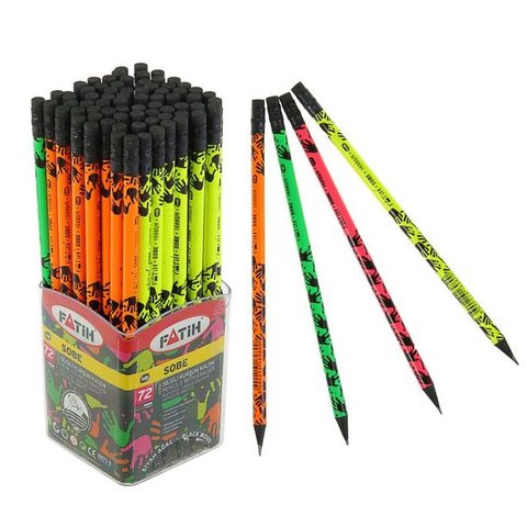 карандаш простой FATIH SOBE HB черное дерево, с ластиком, круглый ассорти 16760/205-2163