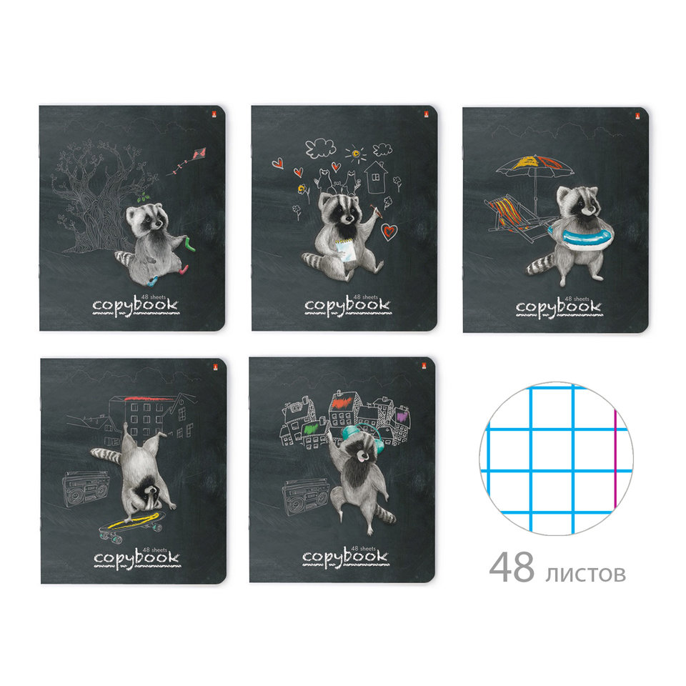 тетрадь 48 листов Каникулы енота 7-48-553 в клетку Альт