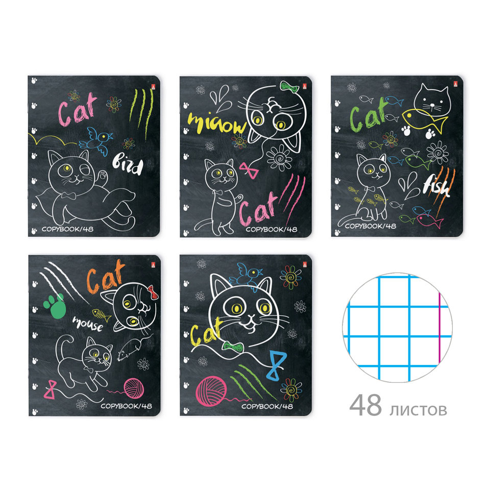 тетрадь 48 листов Ученый кот 7-48-746 в клетку Альт