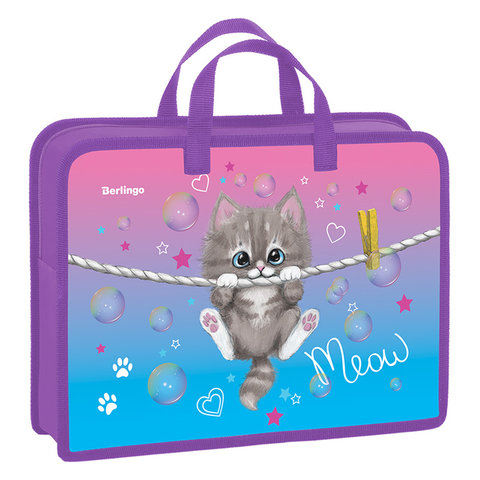 папка для тетрадей А4 с ручками Meow kitty пластик РТ-А4 с ручками -7512