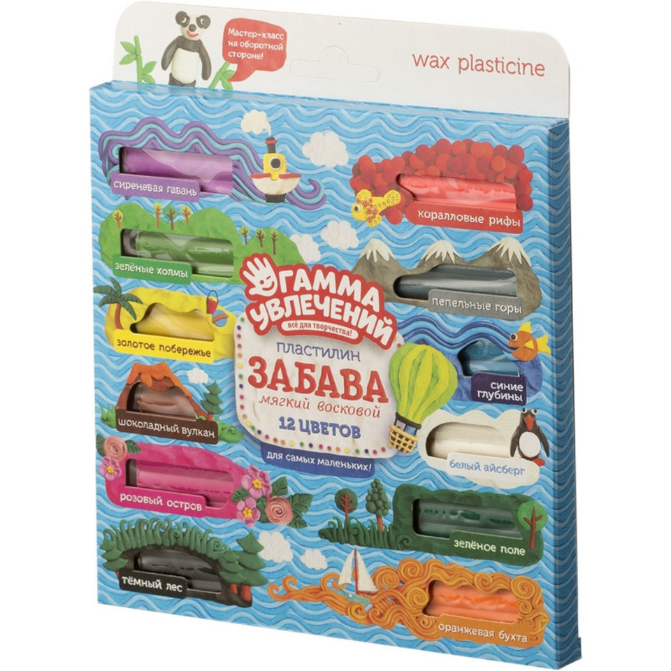 пластилин 12цв. 180гр. восковой Гамма Увлечений П318012С