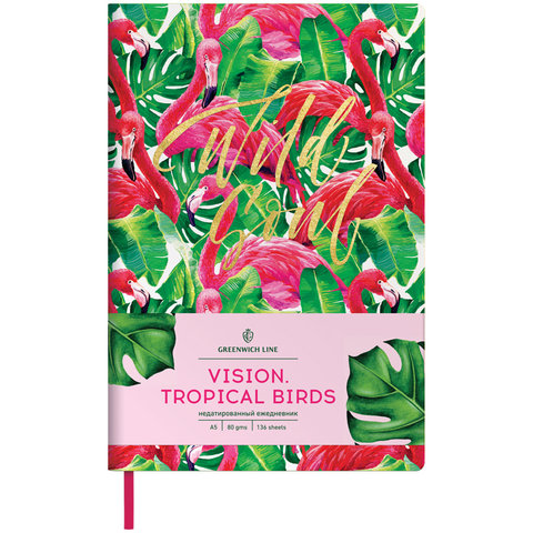 ежедневник недатированный А5 кожзам Vision.Tropicalbirds 266427