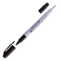 маркер перманентный круглый 1-2мм 2-х сторонний CROWN TWIN черный P-800W 095143