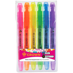 маркеры текстовыделители набор 6 цветов скошенный наконечник 1-4мм CROWN AROMA F500-6 207920