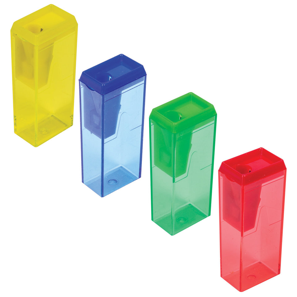 точилка пластиковая 1 отверстие контейнер Пифагор ассорти 226530