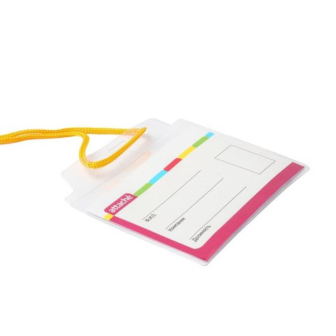 бэйдж горизонтальный 107х83мм на шнуре желтый Attache 48908