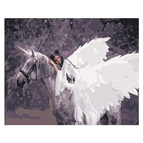 картина по номерам Ангел и единорог 40х50см Х-9219