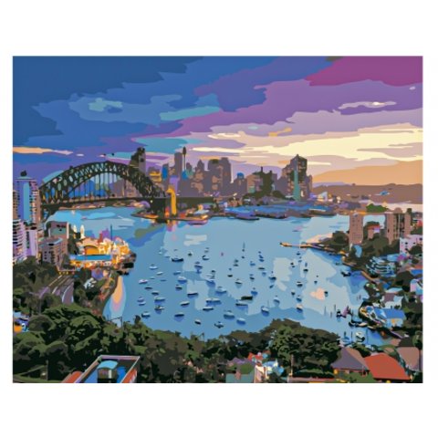 картина по номерам Мост на закате 40х50см Х-9192