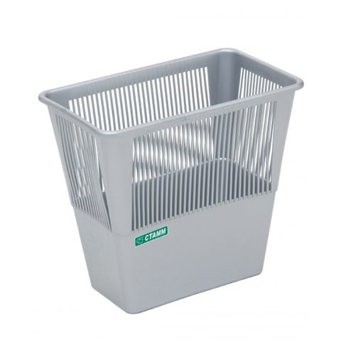 корзина для бумаг 12л сетчатая серая пластик прямоугольная КР32 Стамм