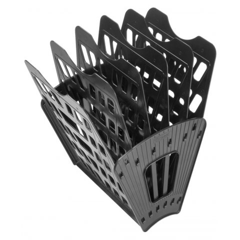 лоток для бумаг горизонтальный пластиковый веер 6-ти секционный 5 отд черный ЛТ96 Стамм