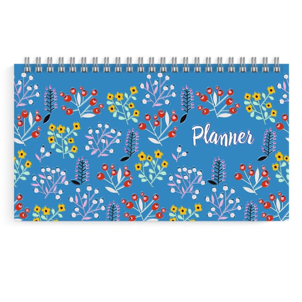 еженедельник недатированный А7 планинг на гребне Цветы на синем 50697