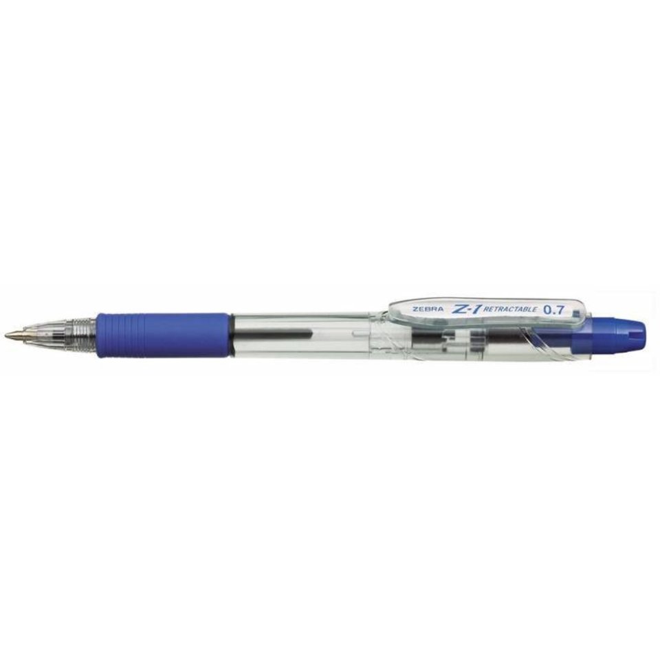 ручка шариковая ZEBRA автоматическая Z-1 Retractable синяя резиновая вставка 318792