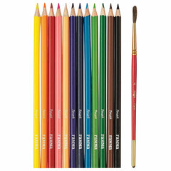 цветные карандаши 12 цветов Гамма "Лицей" акварельные шестигранные, кисть 221118_02