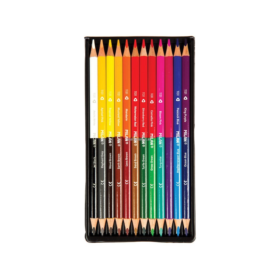 цветные карандаши 24 цвета MILAN "1131" двусторонние трехгранные 07112312
