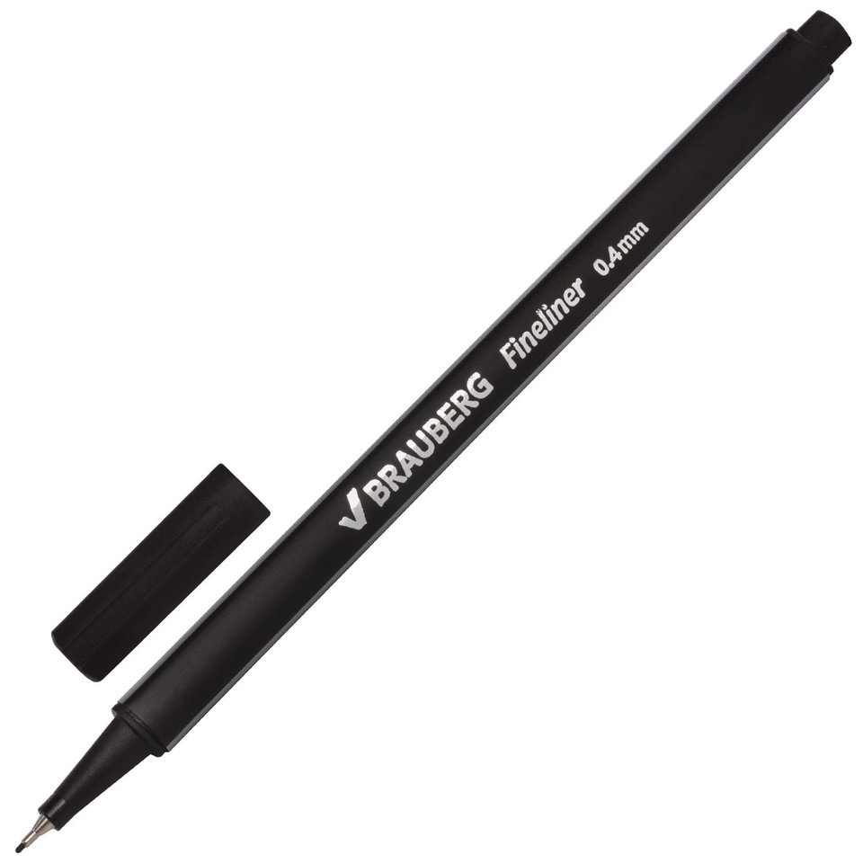 ручка капиллярная Brauberg Aero черная, трехгранная 0.4мм 142252