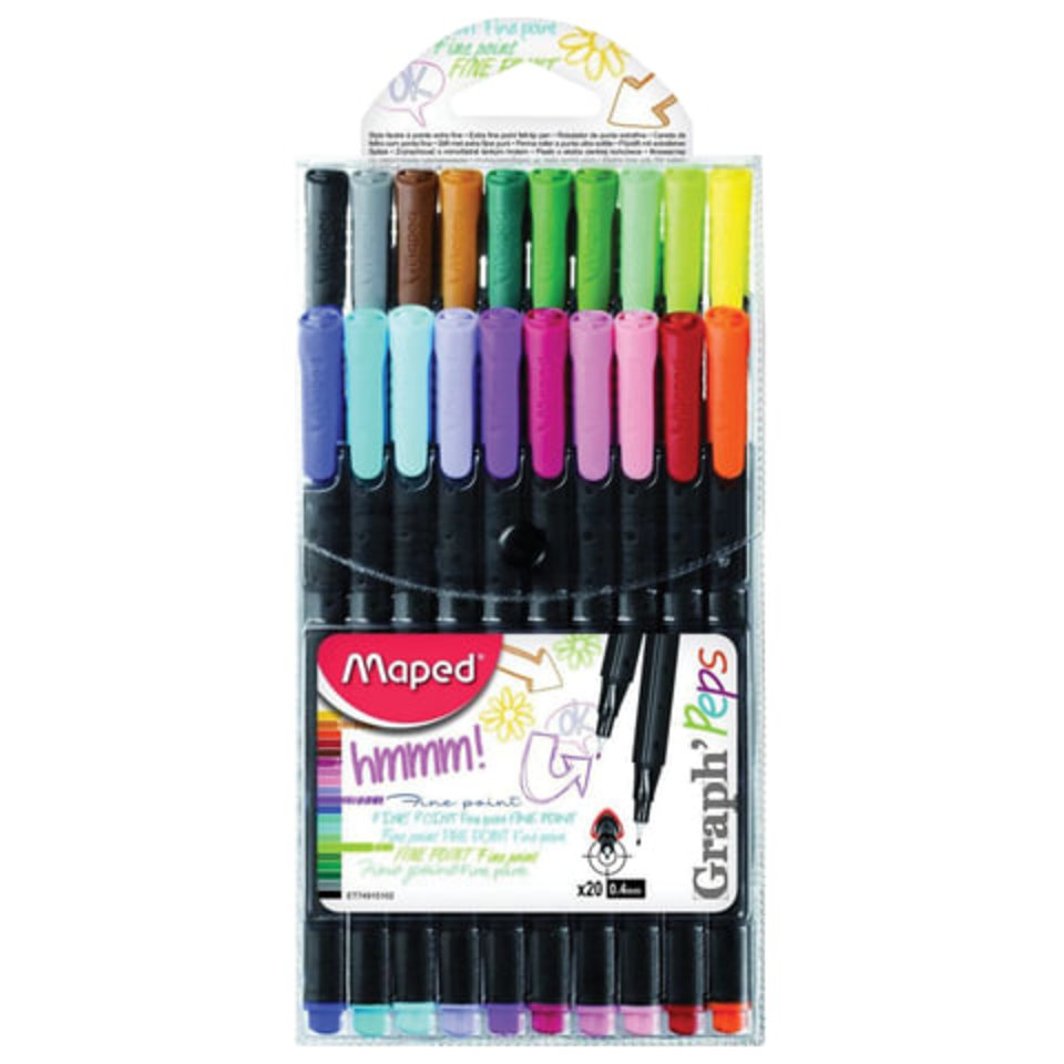 ручки линеры набор 20 цветов MAPED GRAPH PEPS DECO скетч