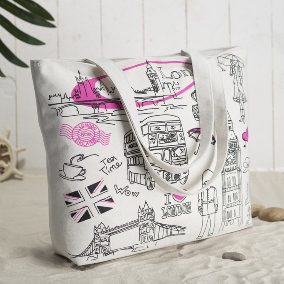 сумка текстильная отдел на молнии London 34х42см 791113