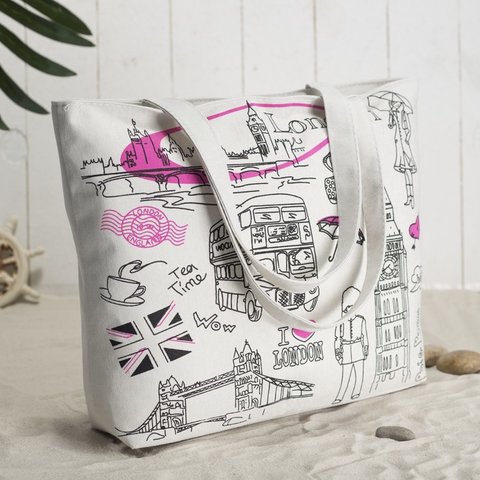 сумка текстильная отдел на молнии London 34х42см 791113