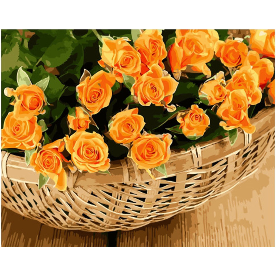 картина по номерам Корзина желтых роз 40х50см GX34125