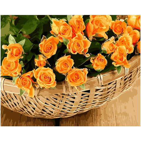 картина по номерам Корзина желтых роз 40х50см GX34125