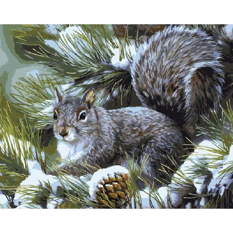 картина по номерам Белка на сосне 40х50см GX7549